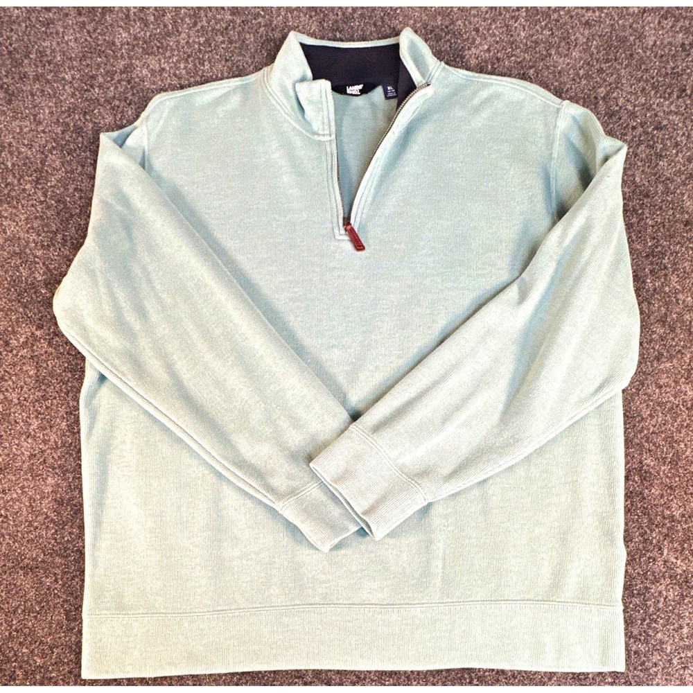 Lands' End Men's 1/4 Zip Mock Neck Knit Pullover Sweater Light Green XL (A1212)
